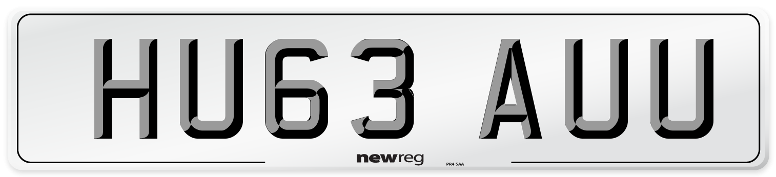 HU63 AUU Number Plate from New Reg